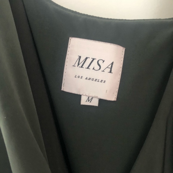 Floor Length Olive Green Wrap Dress - Picture 3 of 3